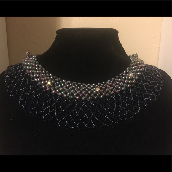 Jewelry - Navy Iridescent Peter Pan Collar Necklace